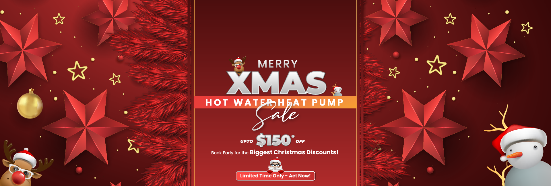 banner showcasing hot water heat pump christmas sale with limited time cta