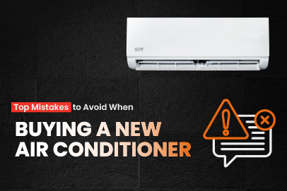 Image text with the top mistake to avoid when buying a new air conditioner, with clear text and engaging visuals