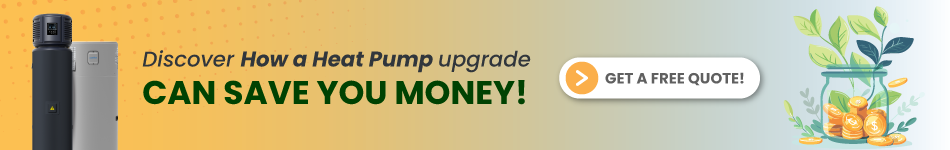 heat pump systems with text overlay discover how a heat pump upgrade can save you money