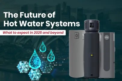 An image showcasing the future of hot water systems, featuring various hot water heat pumps and highlighting what to expect in 2025 and beyond thumbnail