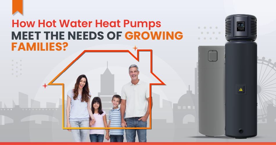 hot water head pump for growing family. A family enjoying hot water from a heat pump, showcasing its efficiency for modern household needs