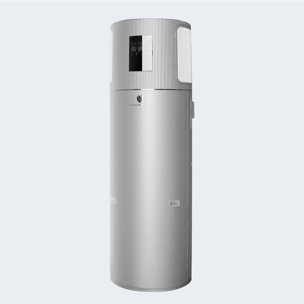 A silver water heater featuring a sleek design and a modern digital display with smart Wi-Fi for easy temperature control