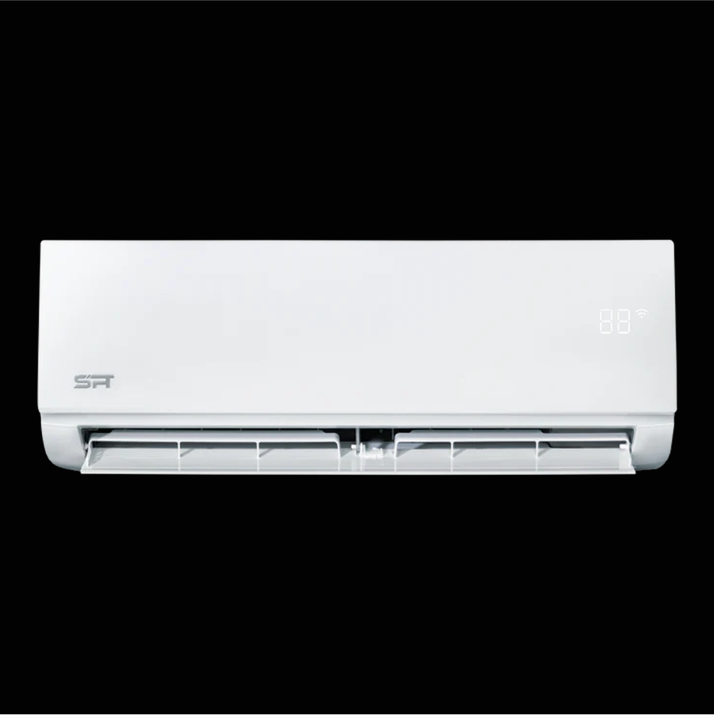 Stylish white SPT split air conditioner, engineered for high performance and energy efficiency, suitable for diverse living spaces